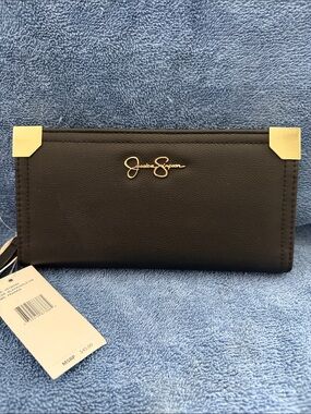 Jessica Simpson Black Wallet with Gold Hardware